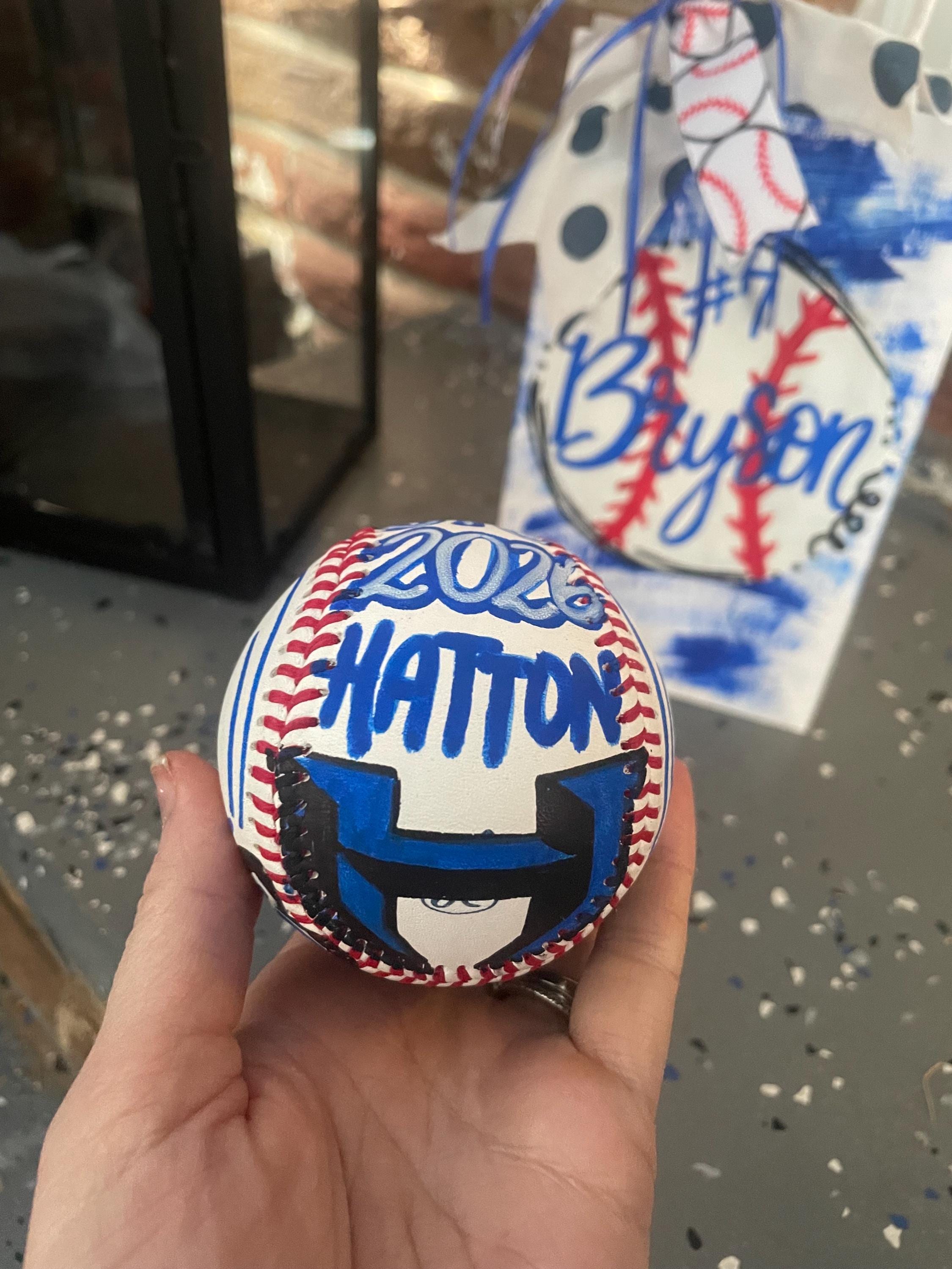 Hand-Painted Custom Softball, Personalized Team Logo, Senior Gift