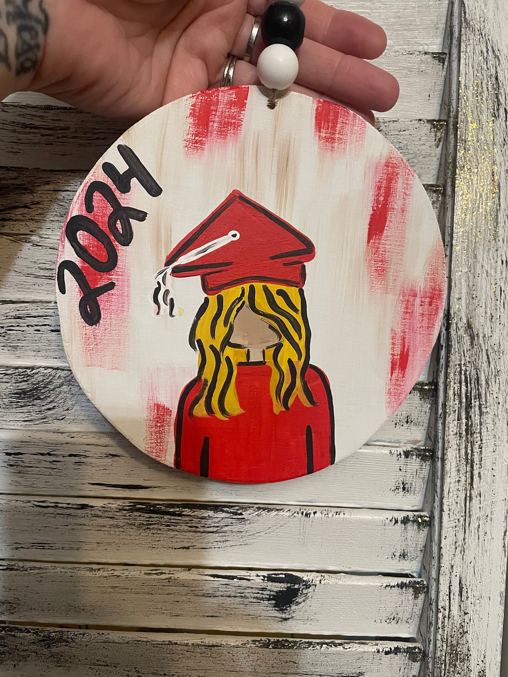 Personalized Senior Graduation Ornament, Hand-Painted Wooden Keepsake