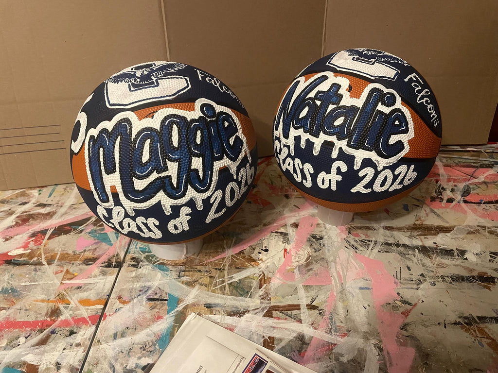 Handpainted Personalized Basketball, Custom Team Logo Decor