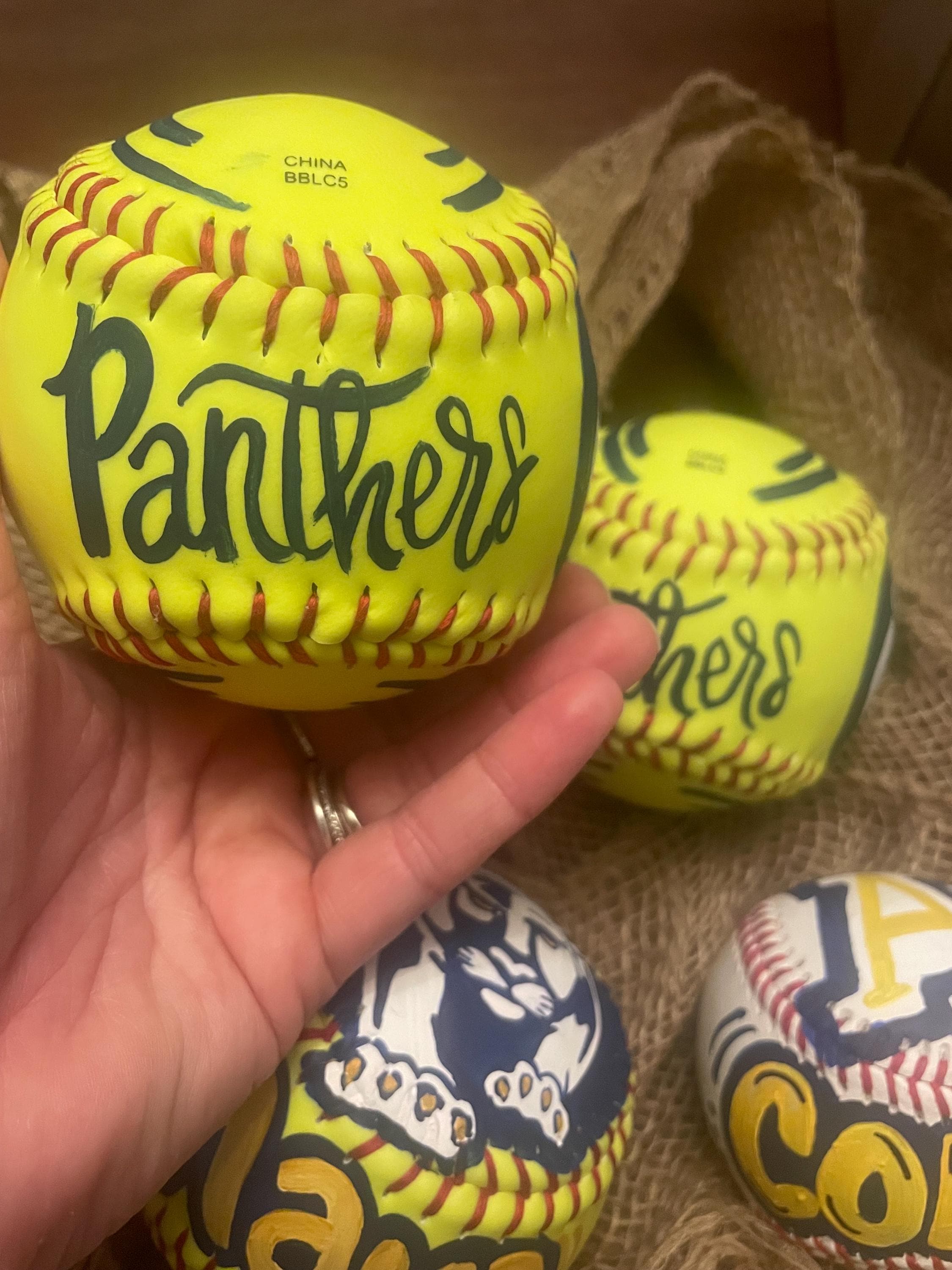 Softball team gift, senior gift, Customized Softball, Personalized softball, Handpainted softball, custom logo softball, team name