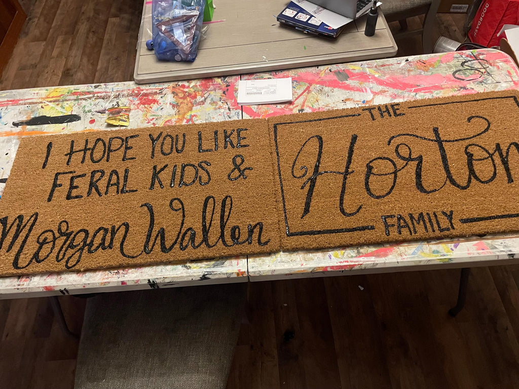 Custom Family Name Coir Doormat, Painted Porch Mat (30x18)