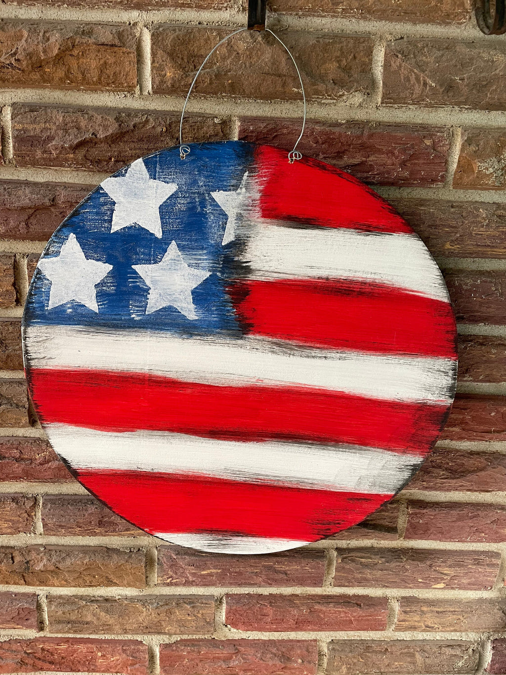 Rustic American Flag Door Hanger, Patriotic Decor