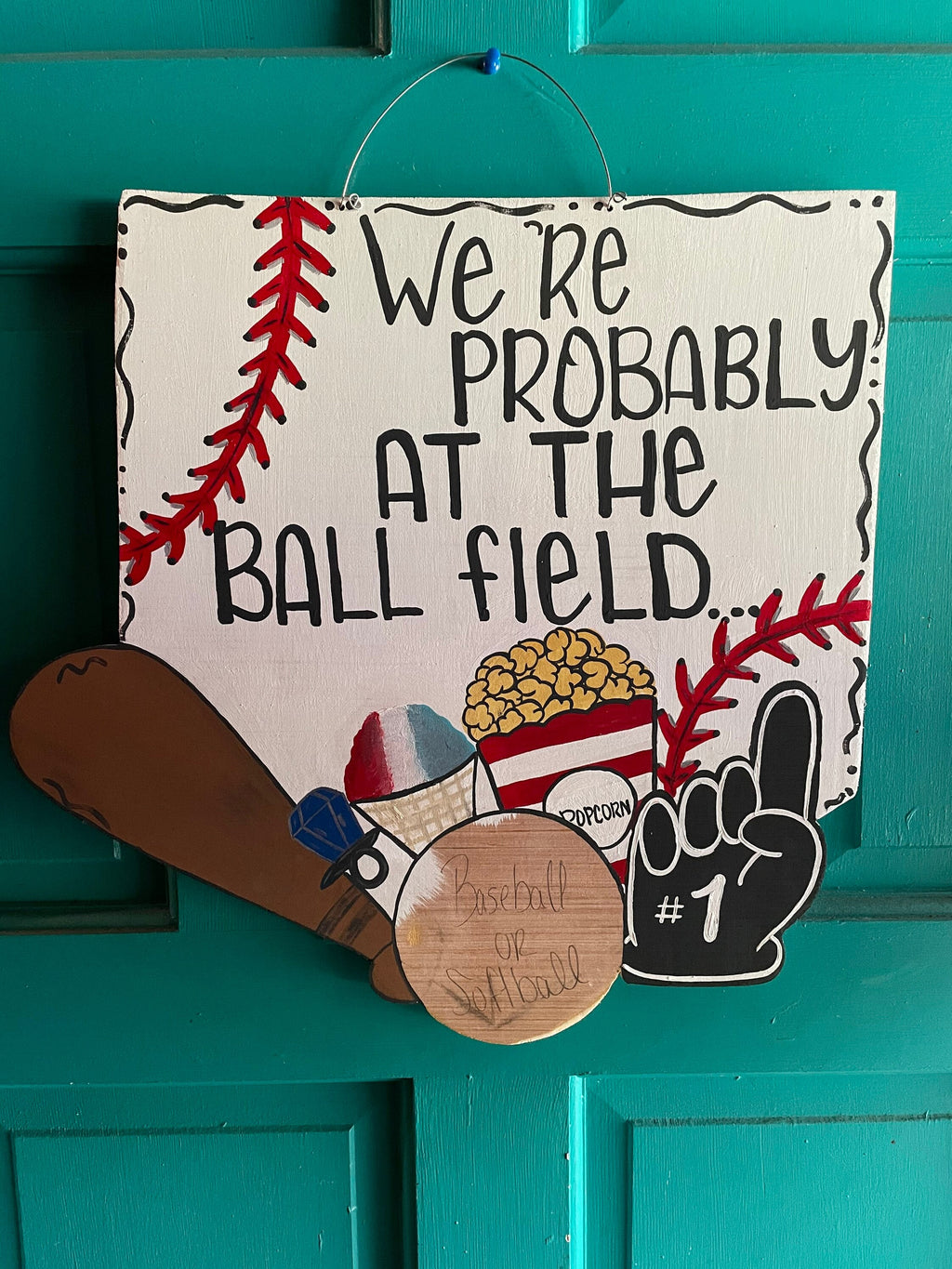 Baseball/Softball Door Hanger, Game Day Home Plate Decor