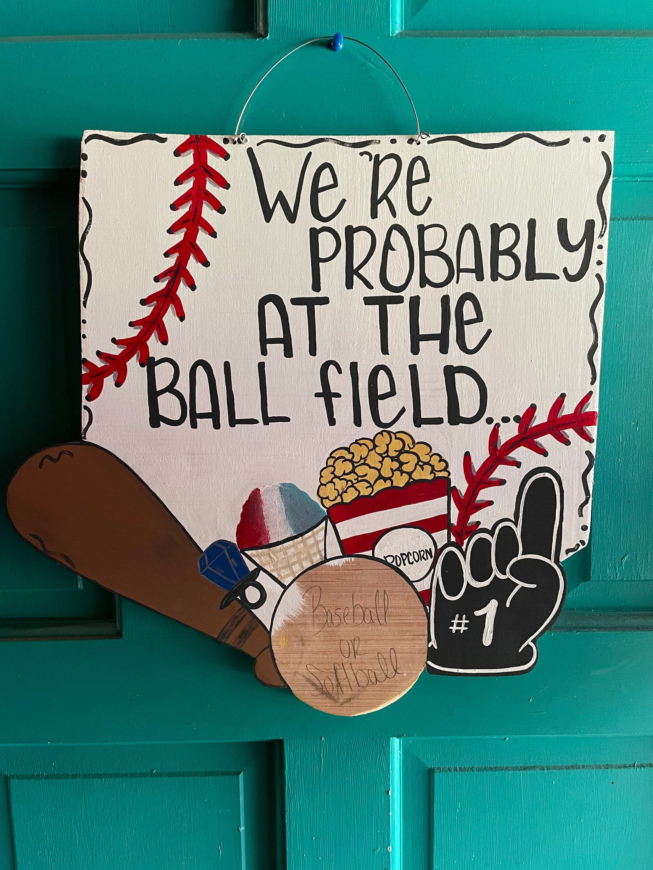 Baseball/Softball Door Hanger, Game Day Home Plate Decor