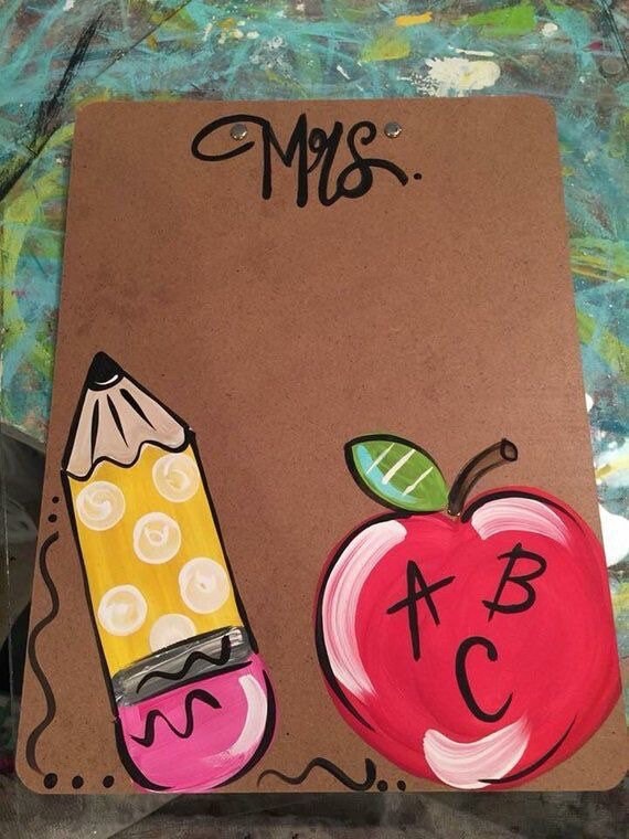 Hand Painted Teacher Clipboard, Custom Office Decor