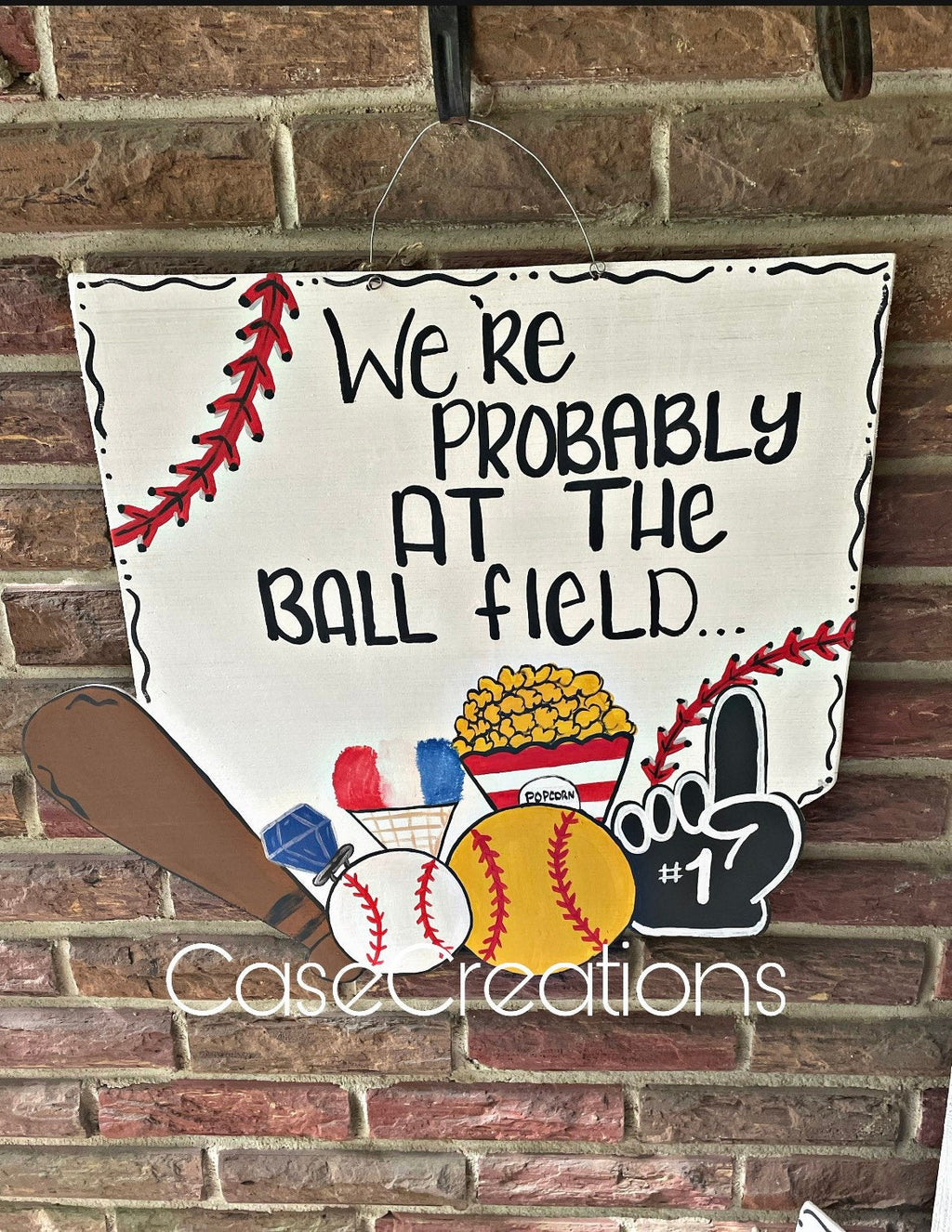 Baseball/Softball Door Hanger, Game Day Home Plate Decor