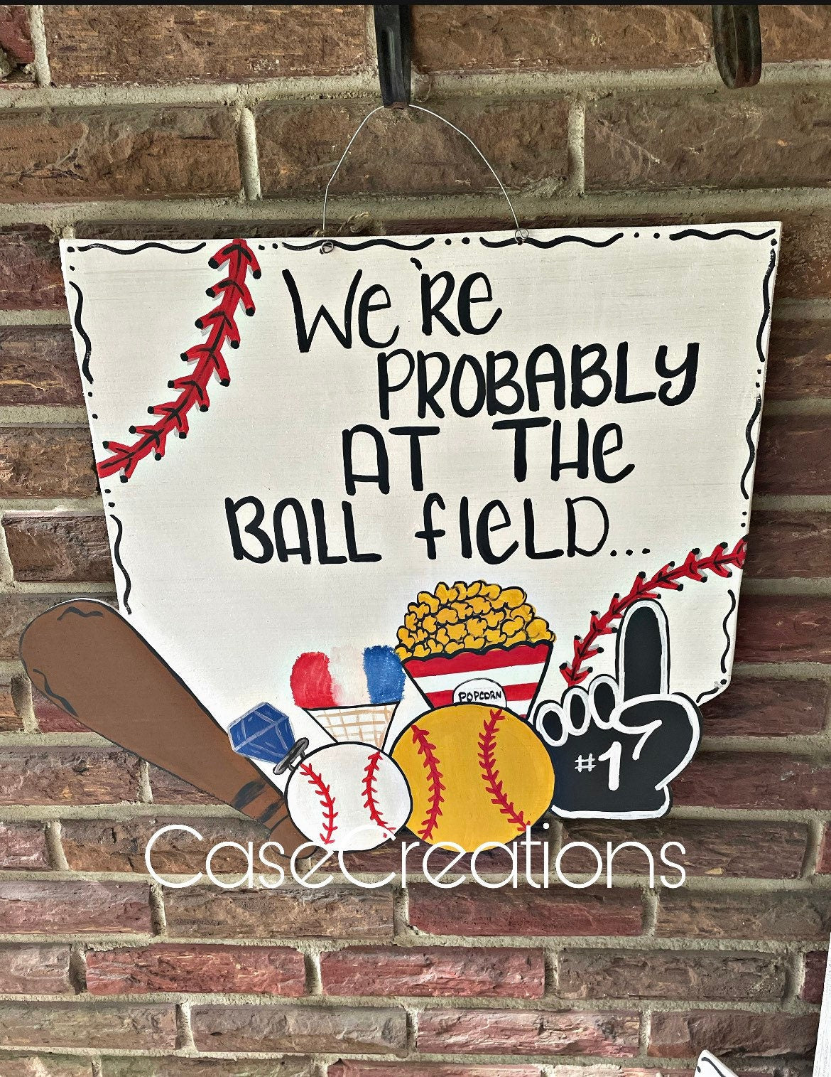 Baseball/Softball Door Hanger, Game Day Home Plate Decor