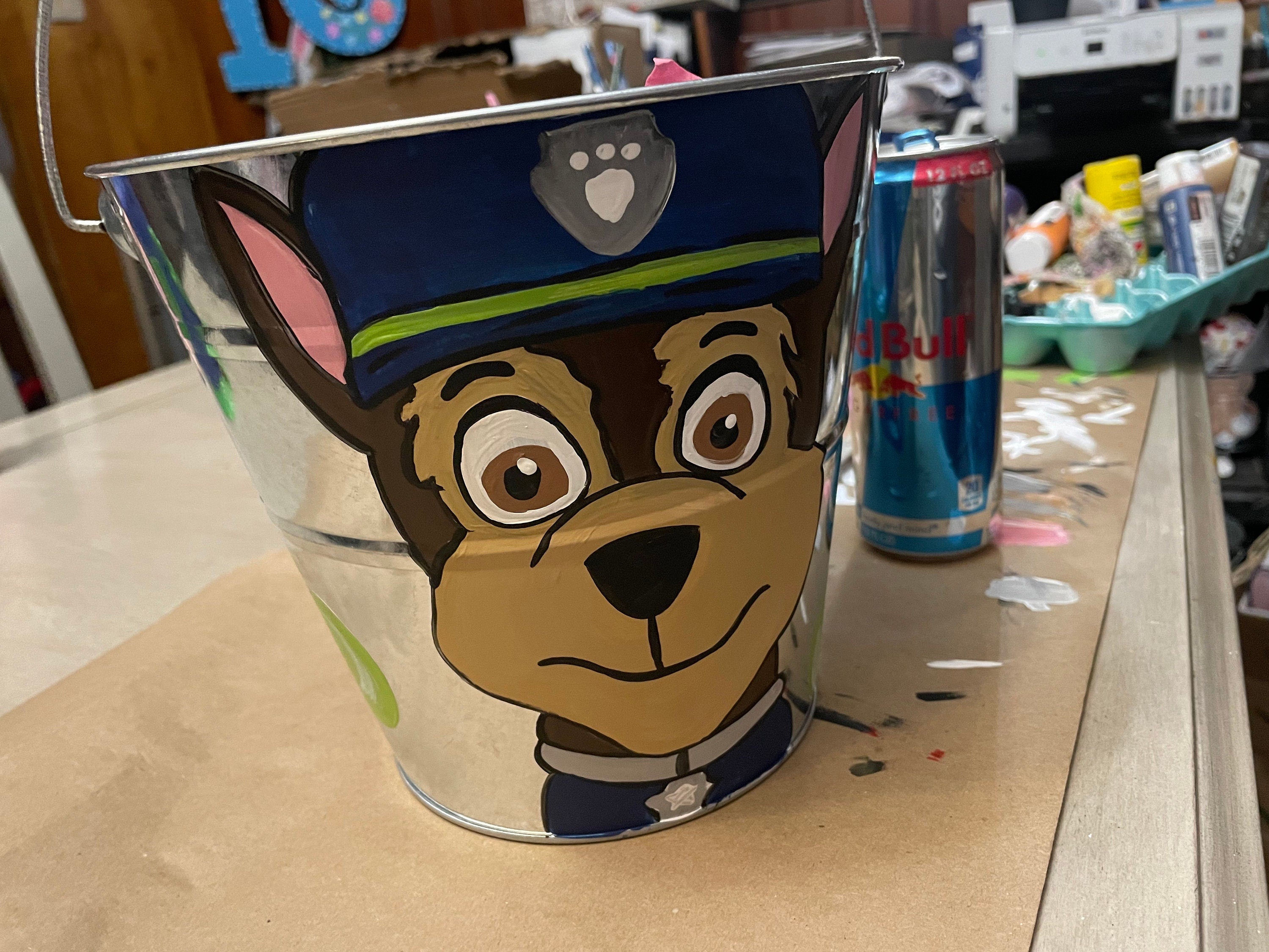 Painted personalized buckets, Halloween baskets,  Galvanized metal Halloween Buckets, Hand Painted easter Pails, Hand Painted with name