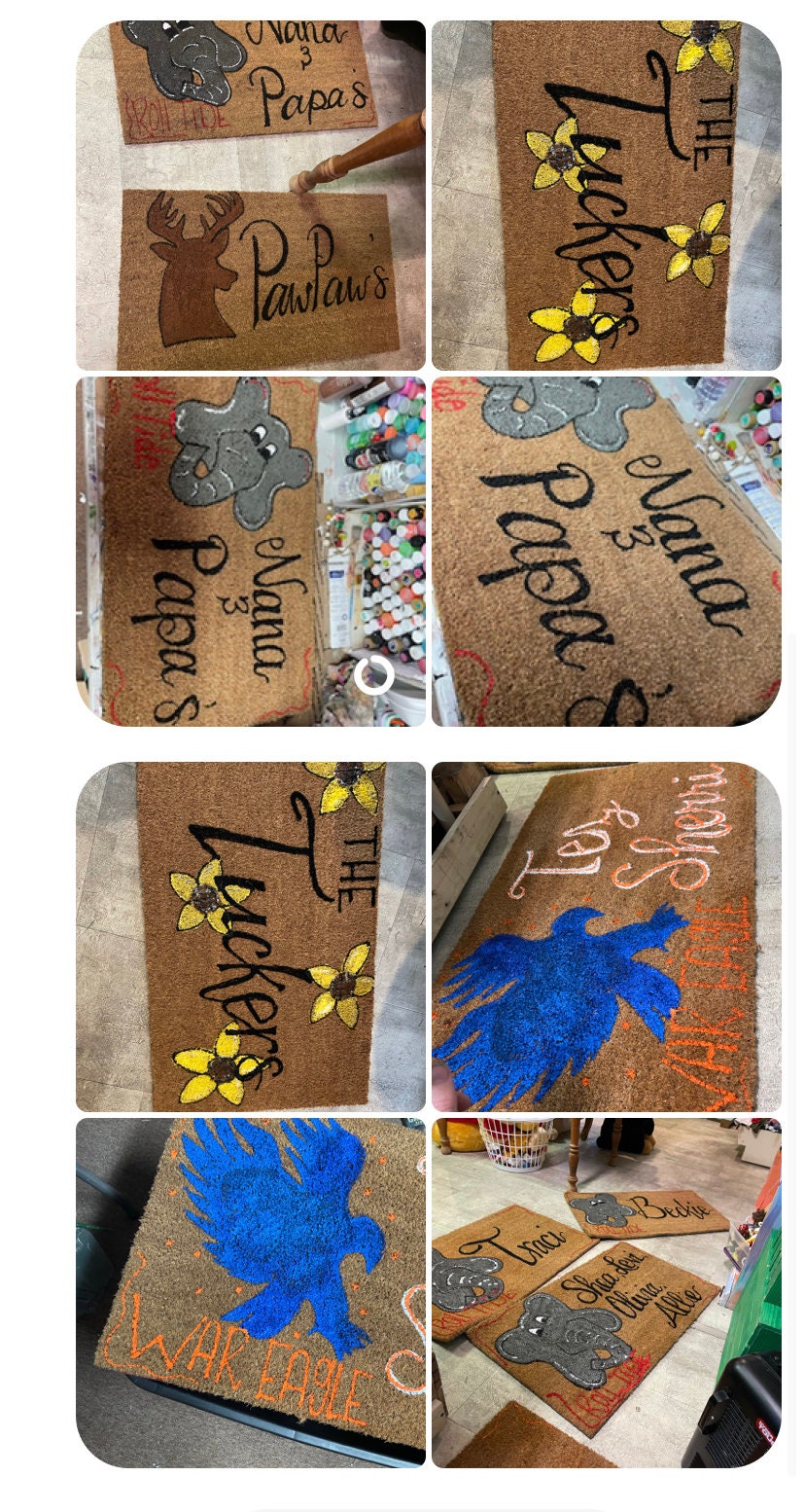 Custom Family Name Coir Doormat, Painted Porch Mat (30x18)