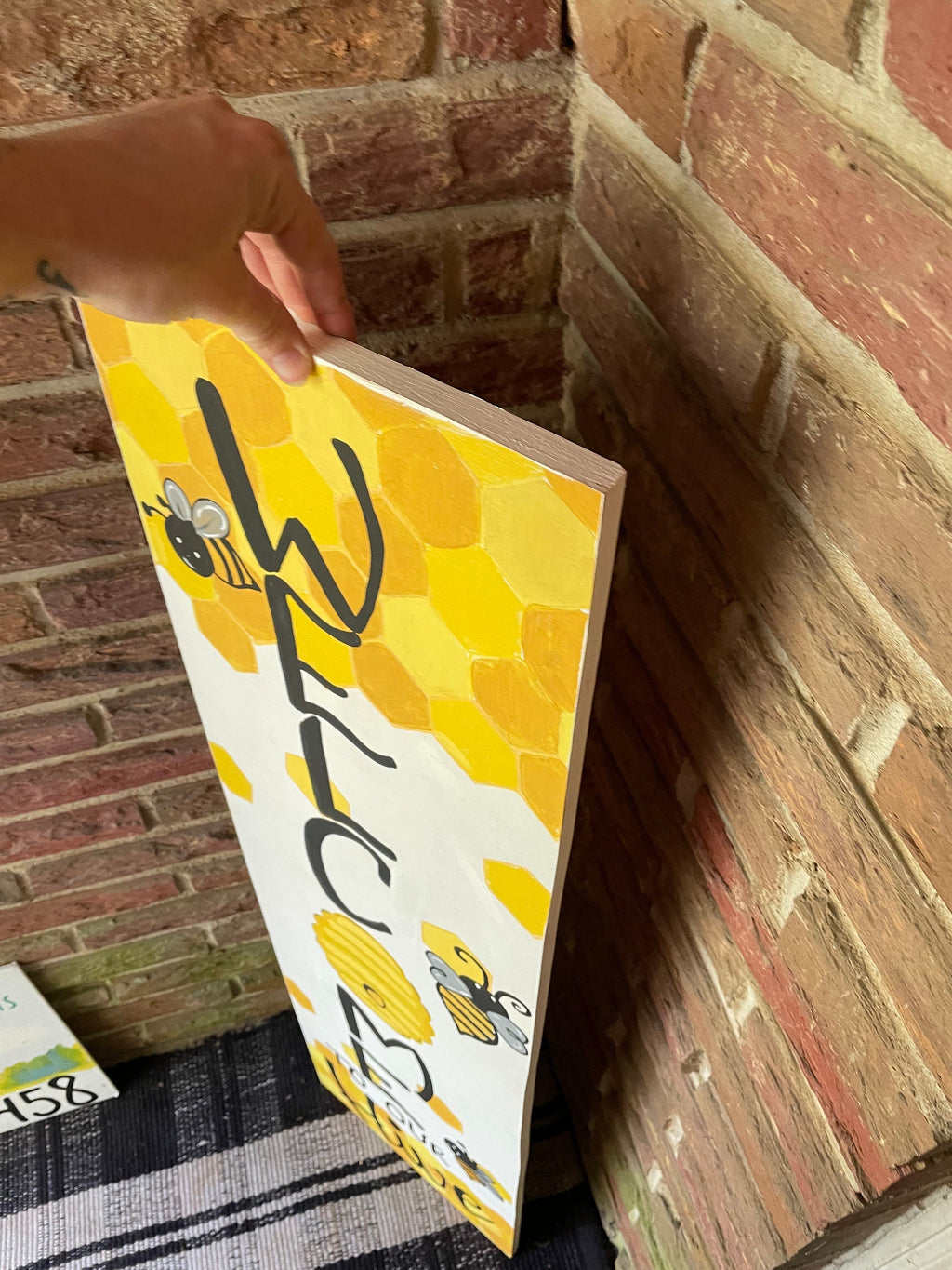Hand Painted Bee Welcome Porch Sign