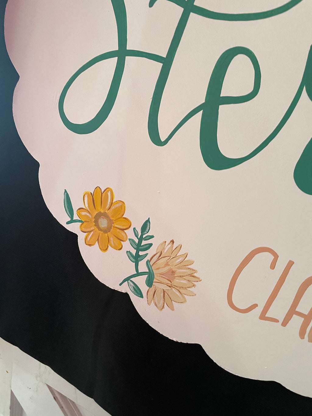 Hand Painted Flower Baby Girl Announcement Sign, Wood Hospital Door Hanger