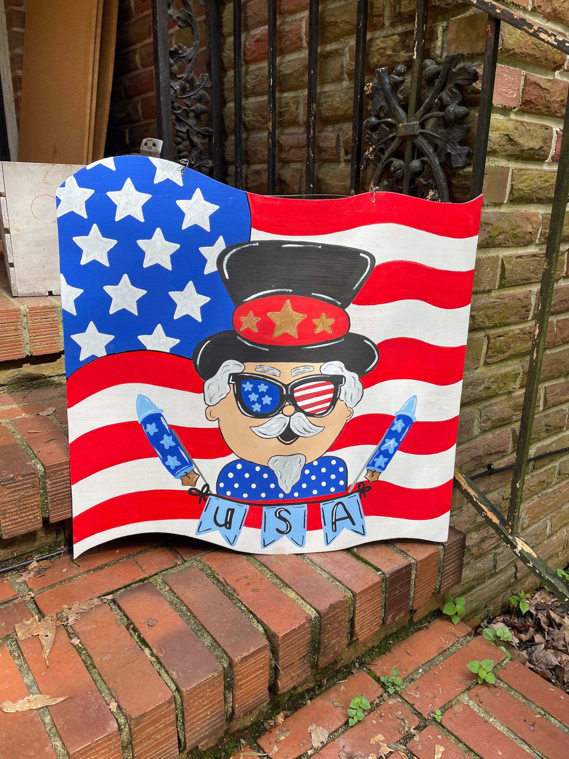 4th of July Door hanger, Patriotic Door Hanger, Flag Door Hanger, Red,White, Blue Door hanger, American Flag Door Hanger