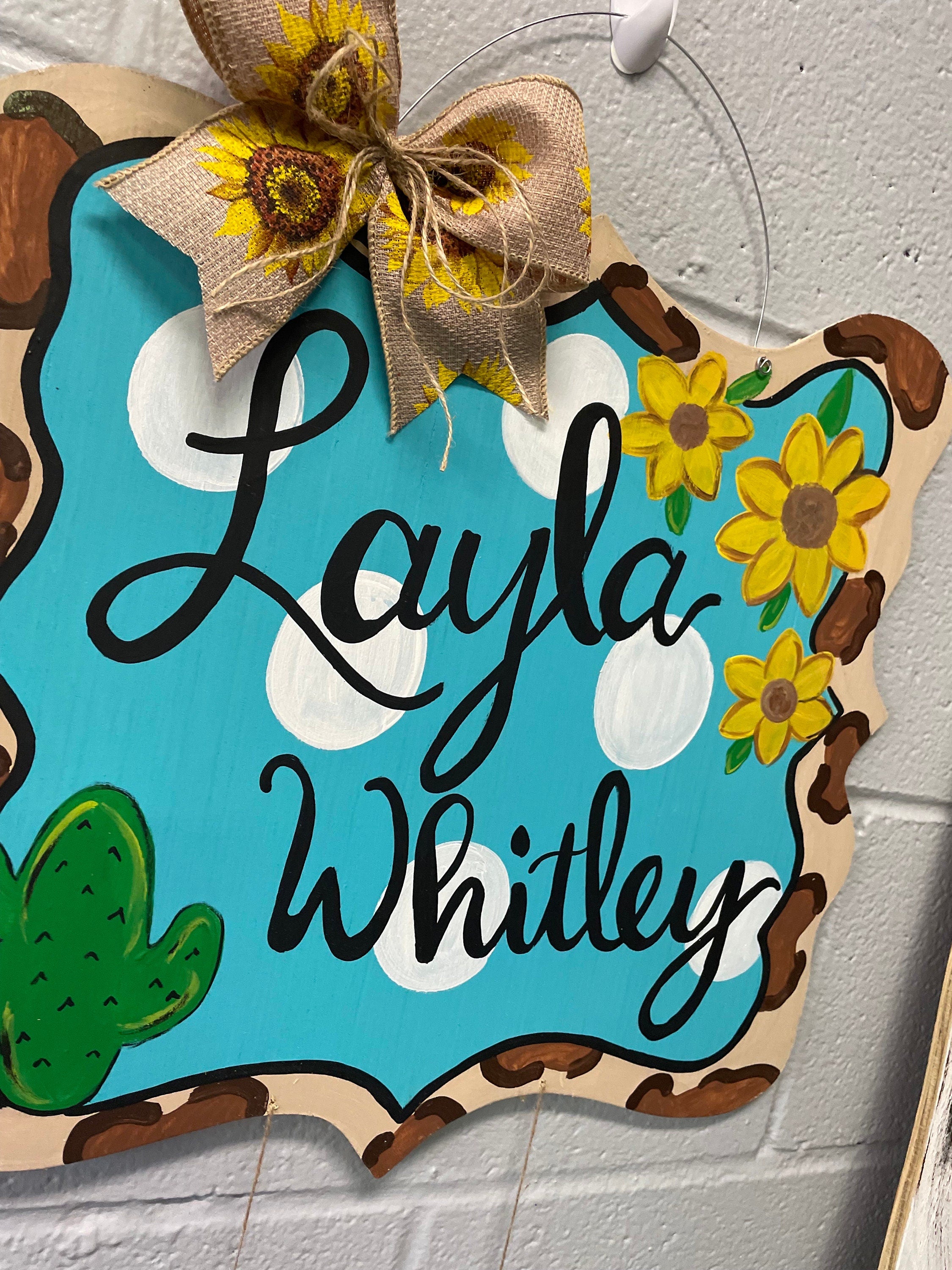 Baby Girl hospital sign, Cow print Sunflower Baby Door Hanger, Baby Girl Announcement Sign, Baby girl door hanger, Hospital Baby Hanger