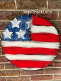 Rustic American Flag Door Hanger, Patriotic Decor