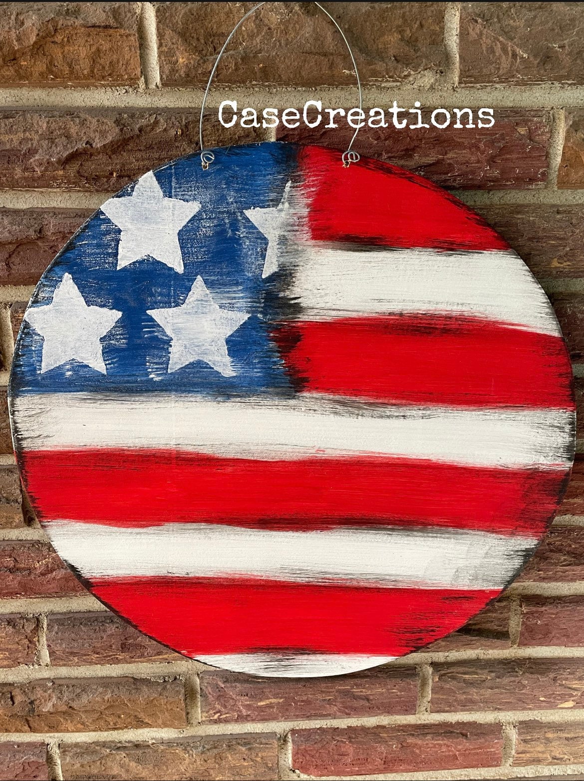 Rustic American Flag Door Hanger, Patriotic Decor
