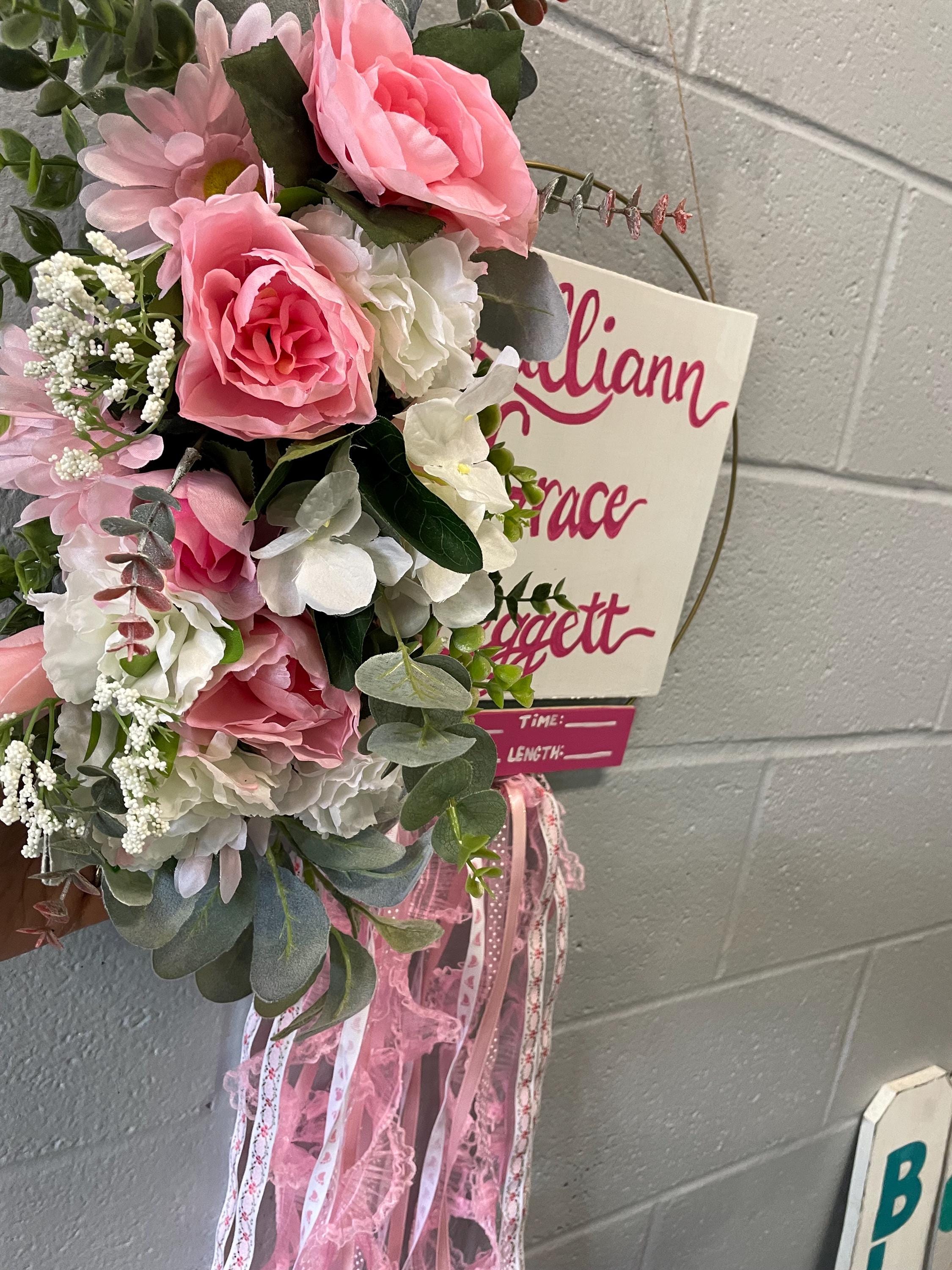 Personalized Baby Girl Hospital Door Hanger, Floral Nursery Decor