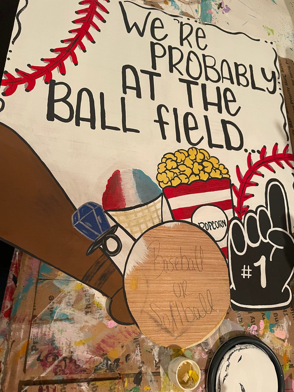 Baseball/Softball Door Hanger, Game Day Home Plate Decor