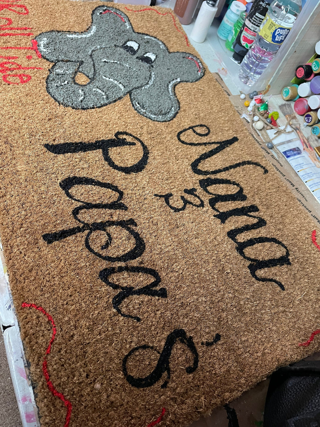 Custom Family Name Coir Doormat, Painted Porch Mat (30x18)