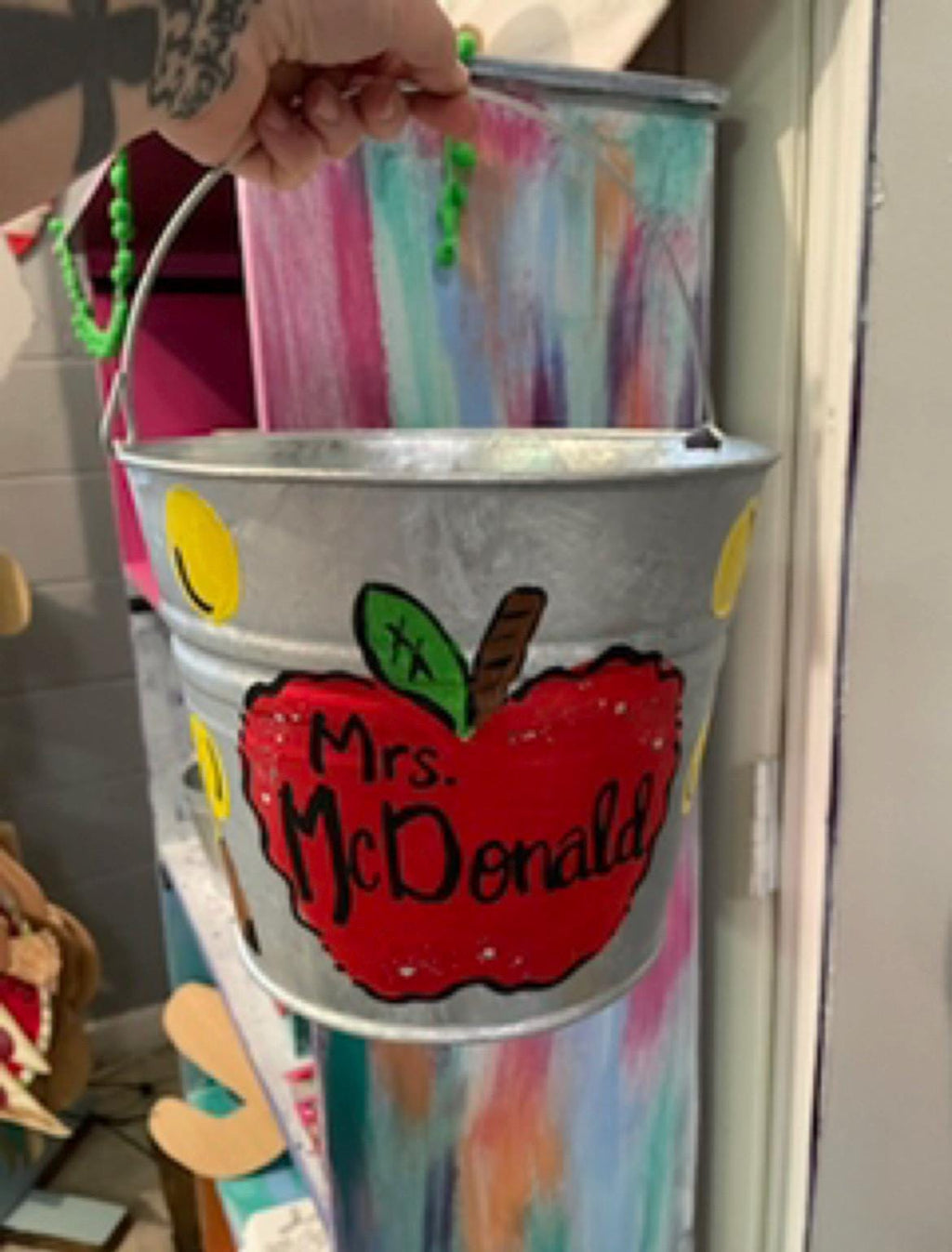 Hand Painted Teacher Appreciation Bucket, Personalized Gift
