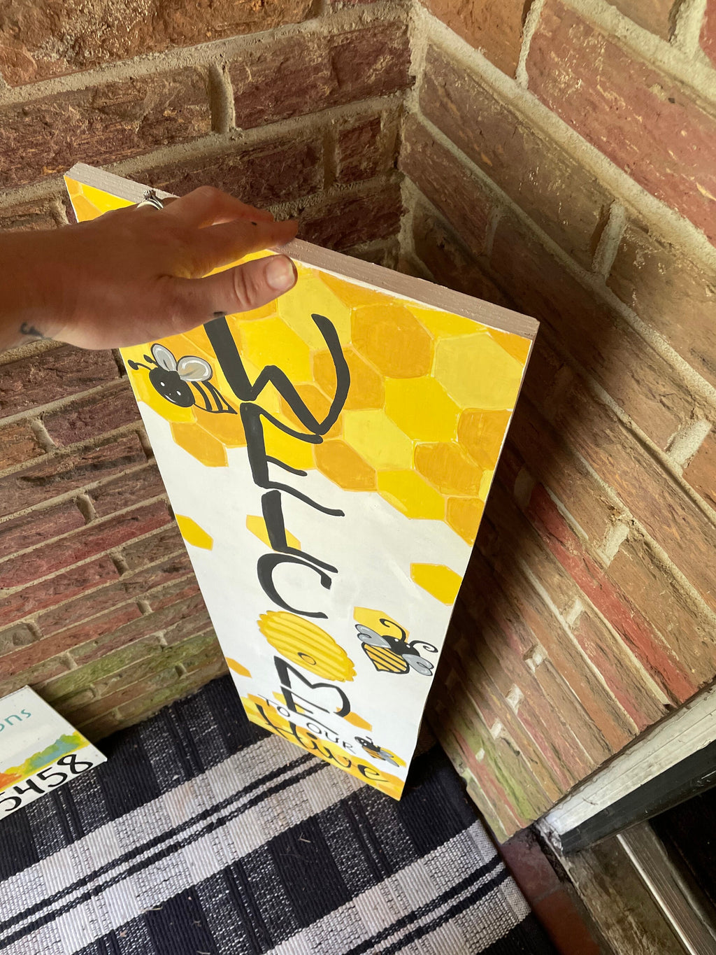 Hand Painted Bee Welcome Porch Sign