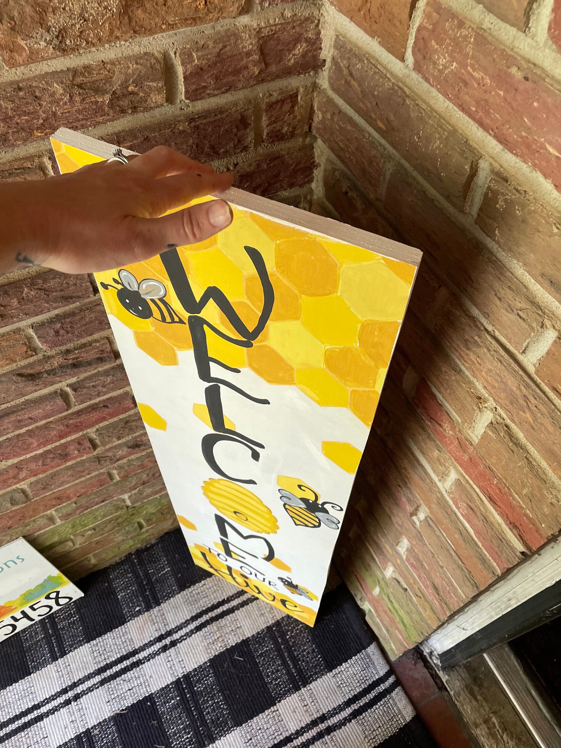 Hand Painted Bee Welcome Porch Sign