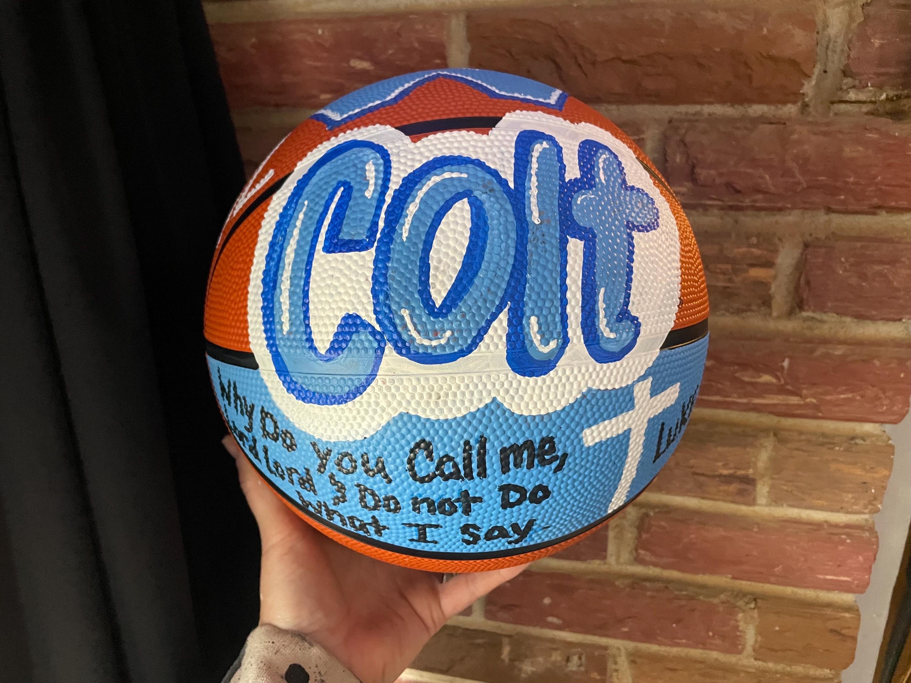 Handpainted Personalized Basketball, Custom Team Logo Decor