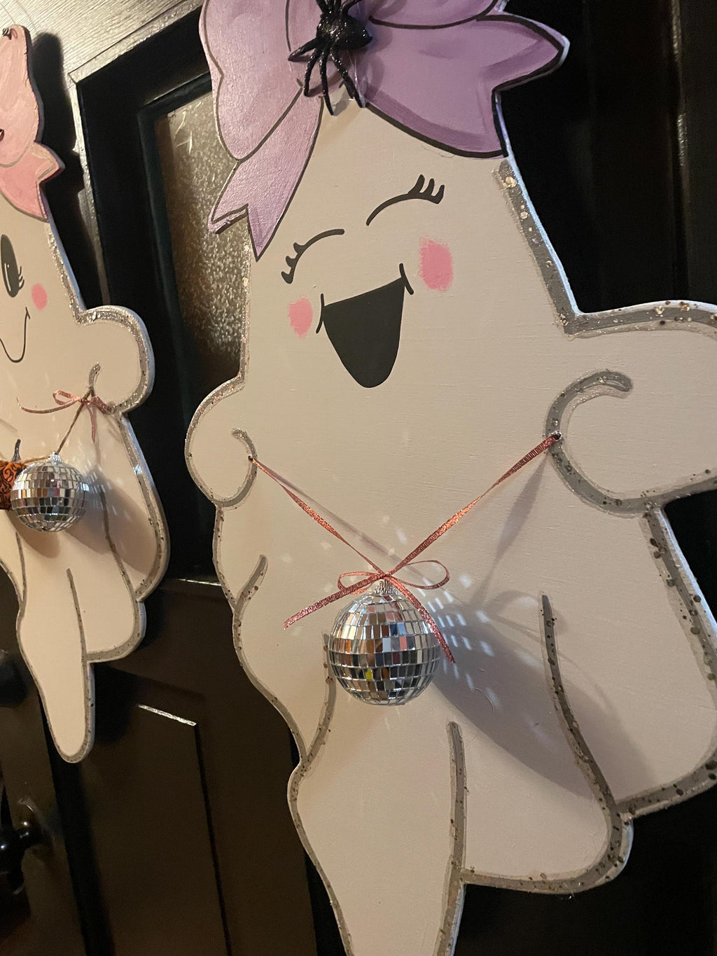 Ghost door hanger, Halloween door hanger, ghost disco door hanger, door sign, pink door hanger, door hanger,