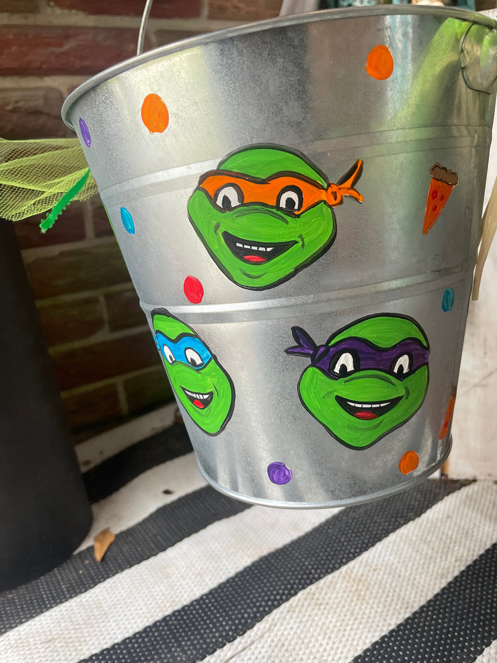 Painted personalized buckets, Halloween baskets,  Galvanized metal Halloween Buckets, Hand Painted easter Pails, Hand Painted with name