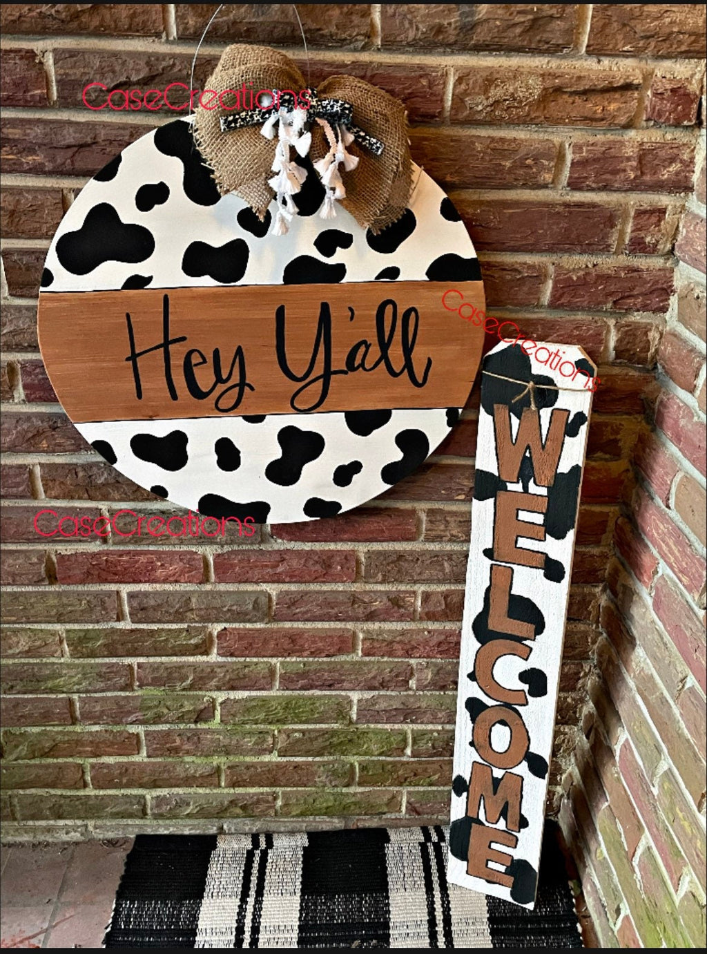 Cow print Door Hanger and porch leaner