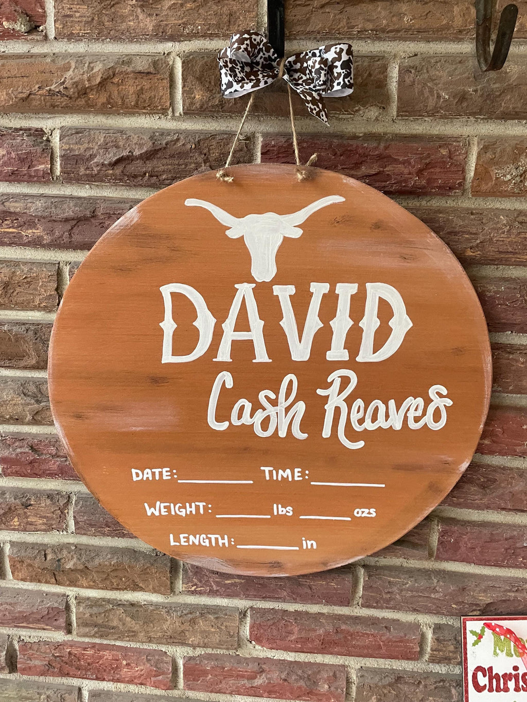 Handpainted Baby Boy Hospital Door Hanger, Western Theme