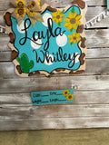 Baby Girl hospital sign, Cow print Sunflower Baby Door Hanger, Baby Girl Announcement Sign, Baby girl door hanger, Hospital Baby Hanger