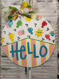 Hand Painted Summer Door Hanger, Hello, Colorful Drink Tumblers