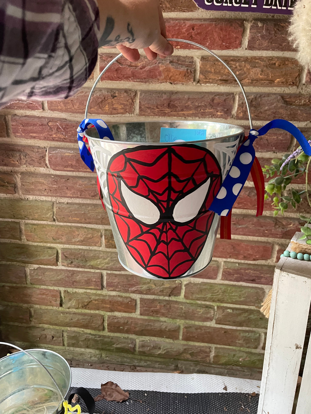 Painted Halloween buckets, Halloween Baskets Galvanized metal  Buckets, Hand Painted Halloween Pails, Hand Painted Kids Bucket with name on