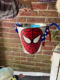Painted Halloween buckets, Halloween Baskets Galvanized metal  Buckets, Hand Painted Halloween Pails, Hand Painted Kids Bucket with name on
