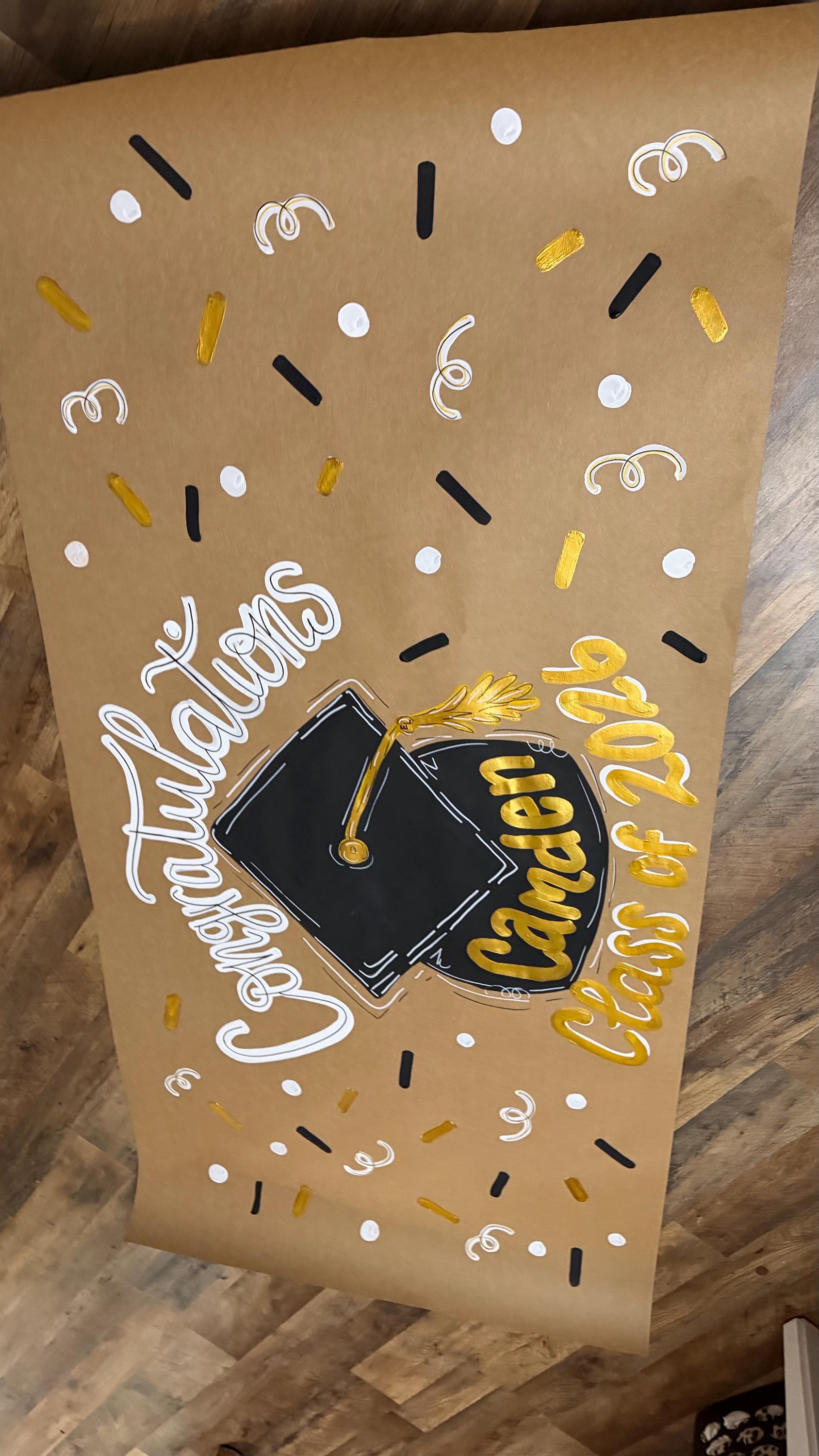 Graduation painted Banners, Hand Painted Banners, school banner, party banner, custom painted birthday banner, college banner