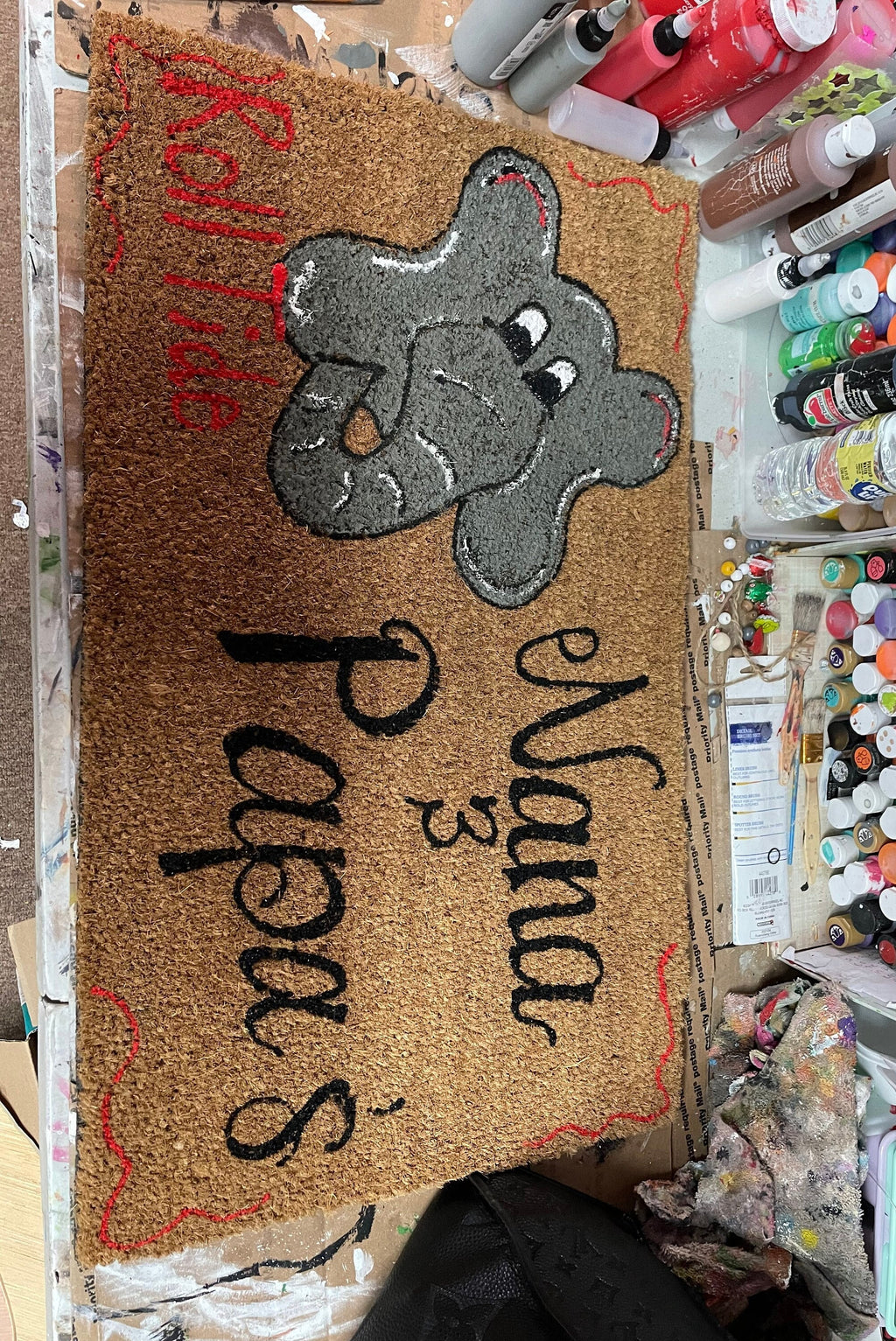 Custom Family Name Coir Doormat, Painted Porch Mat (30x18)