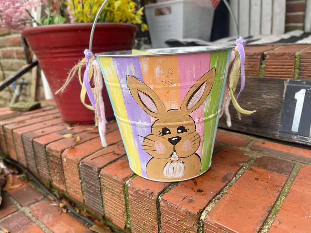 Painted Halloween buckets, Halloween Baskets Galvanized metal  Buckets, Hand Painted Halloween Pails, Hand Painted Kids Bucket with name on