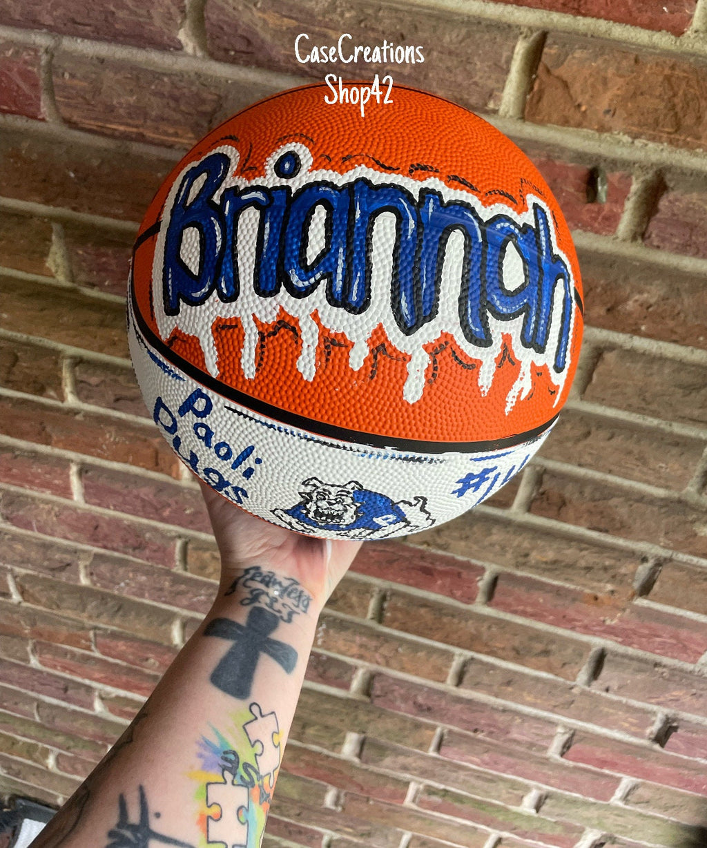 Handpainted Personalized Basketball, Custom Team Logo Decor