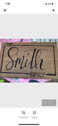 Custom Family Name Coir Doormat, Painted Porch Mat (30x18)