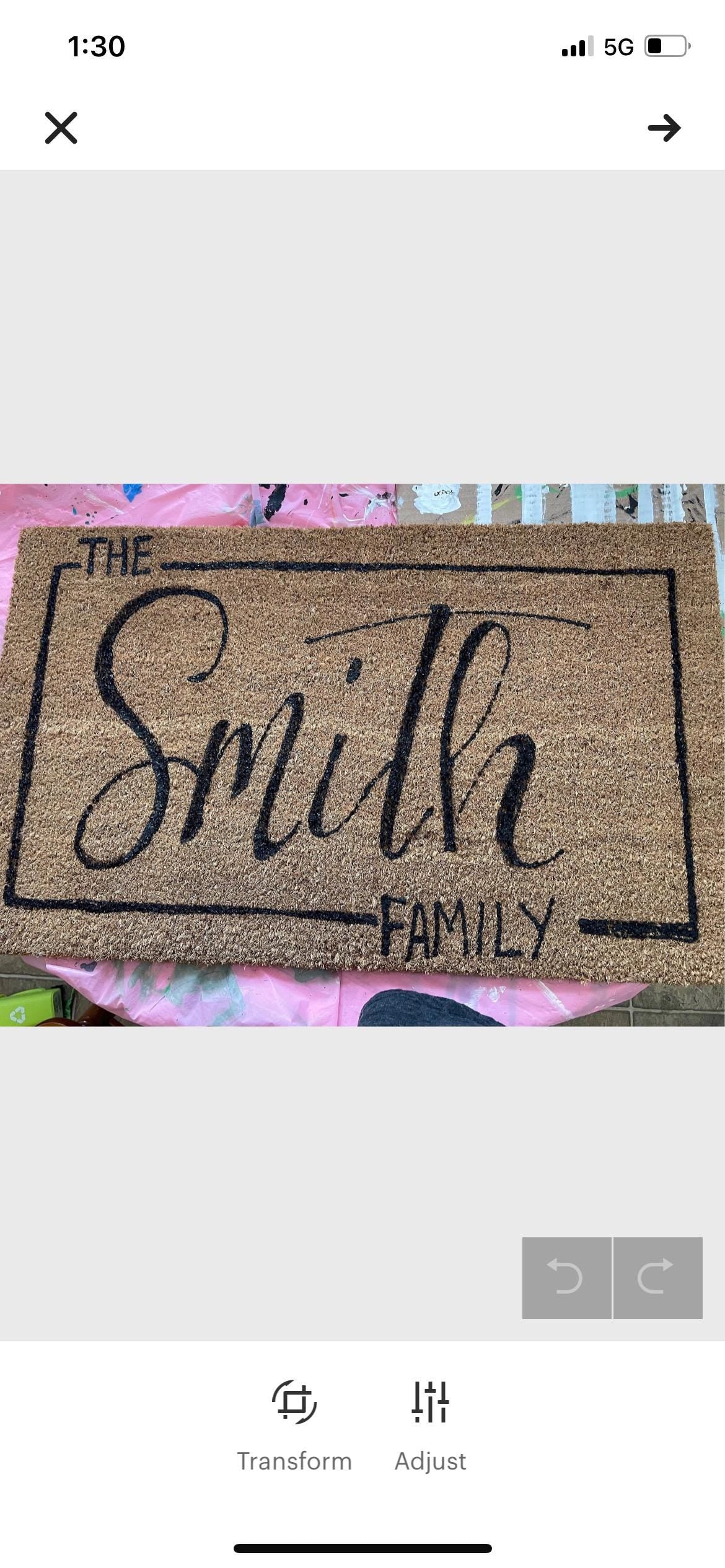 Custom Family Name Coir Doormat, Painted Porch Mat (30x18)