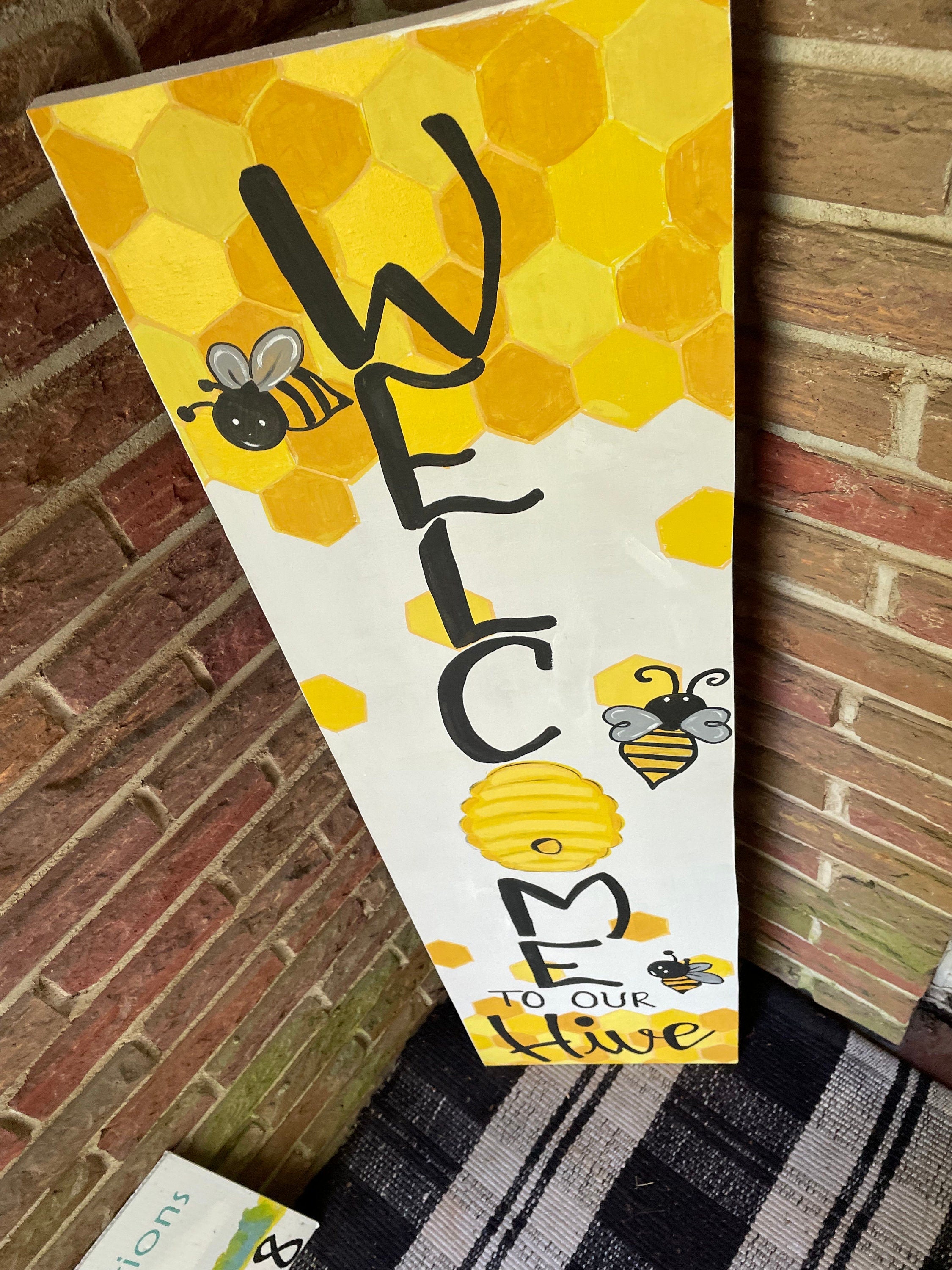 Hand Painted Bee Welcome Porch Sign