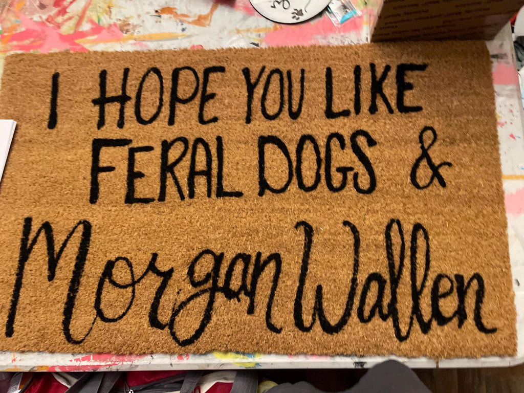 Door mat, Painted Coir Doormat- Custom Door Mat 30x18- porch mat- front door rug, Morgan wallen and feral kids