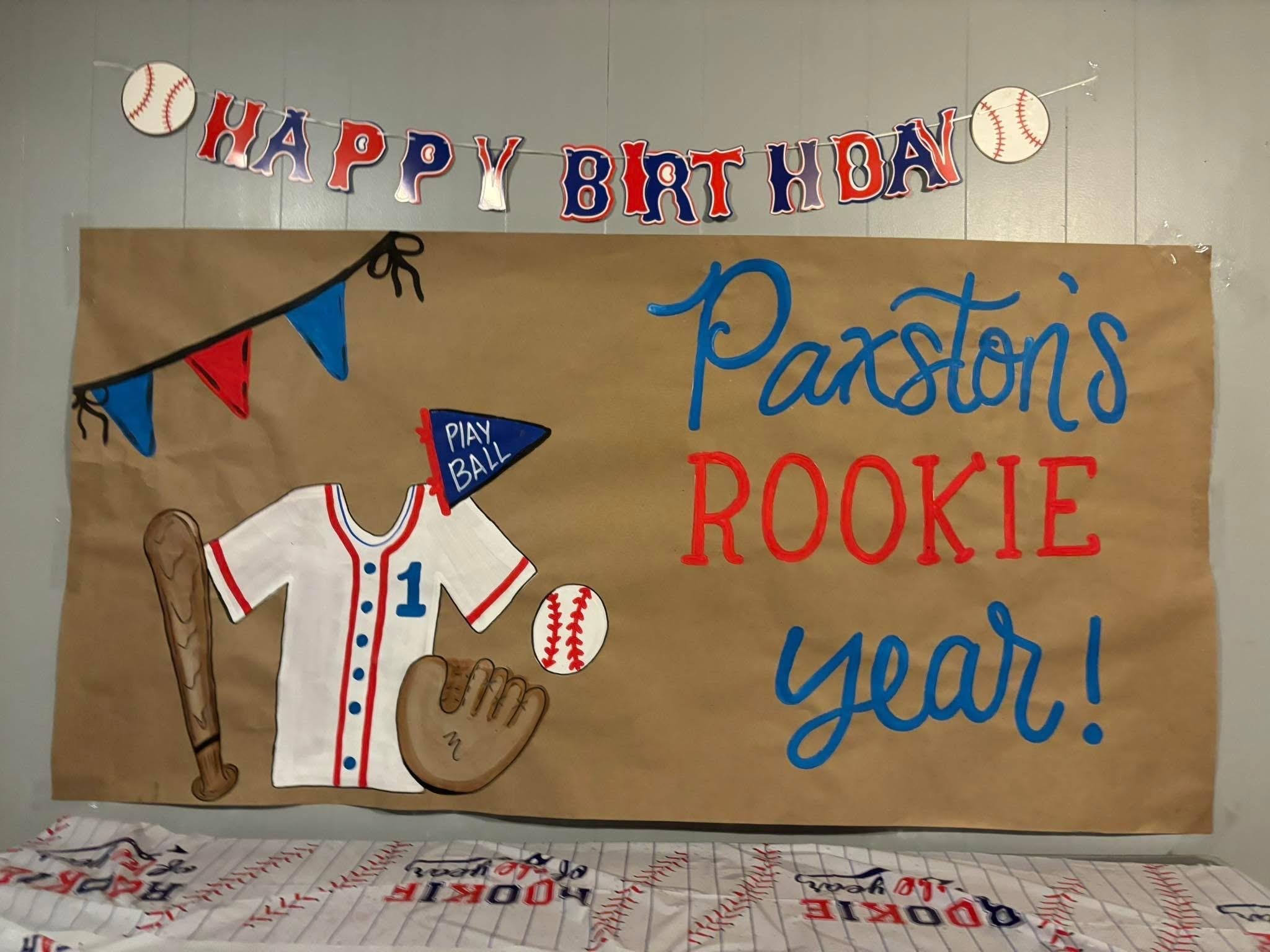 Birthday Banners, Hand Painted Banners, baseball banner, party banner, custom painted birthday banner