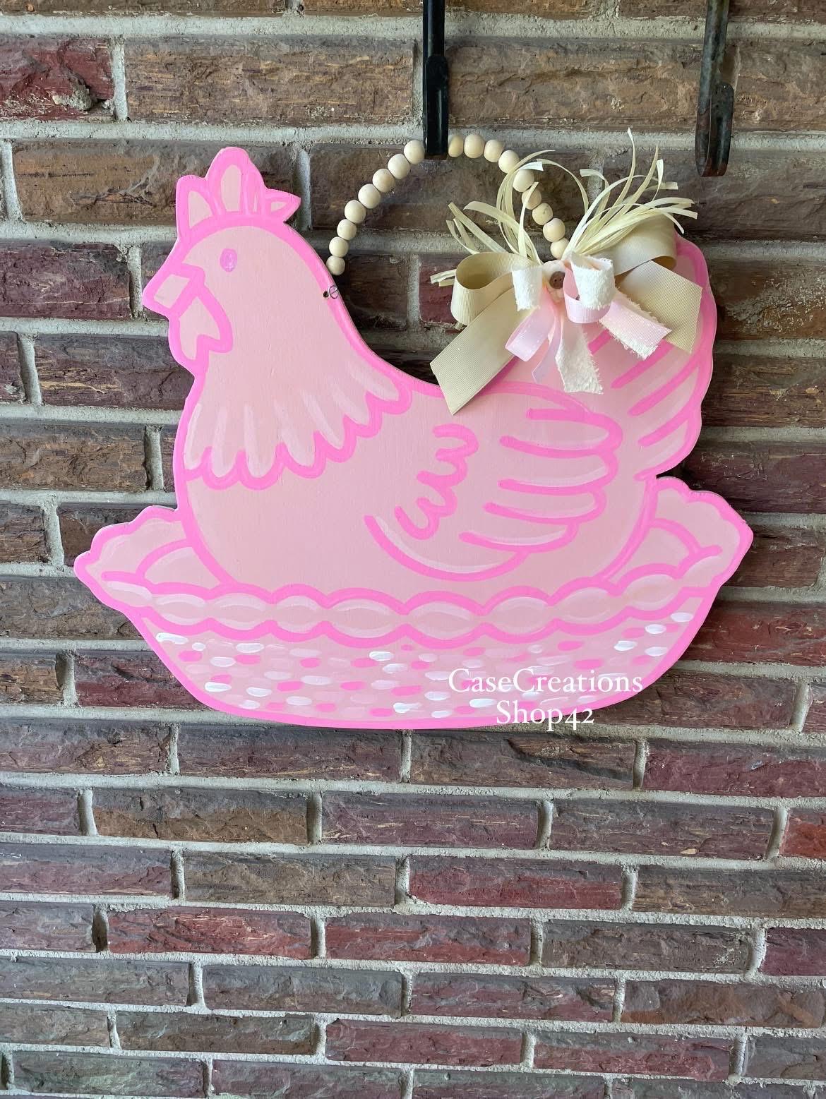 Hen on Nest Door hanger, hen door hanger, hen door hanger, resting hen sign, Hen on Nest