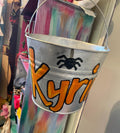 Painted personalized buckets, Halloween baskets,  Galvanized metal Halloween Buckets, Hand Painted easter Pails, Hand Painted with name