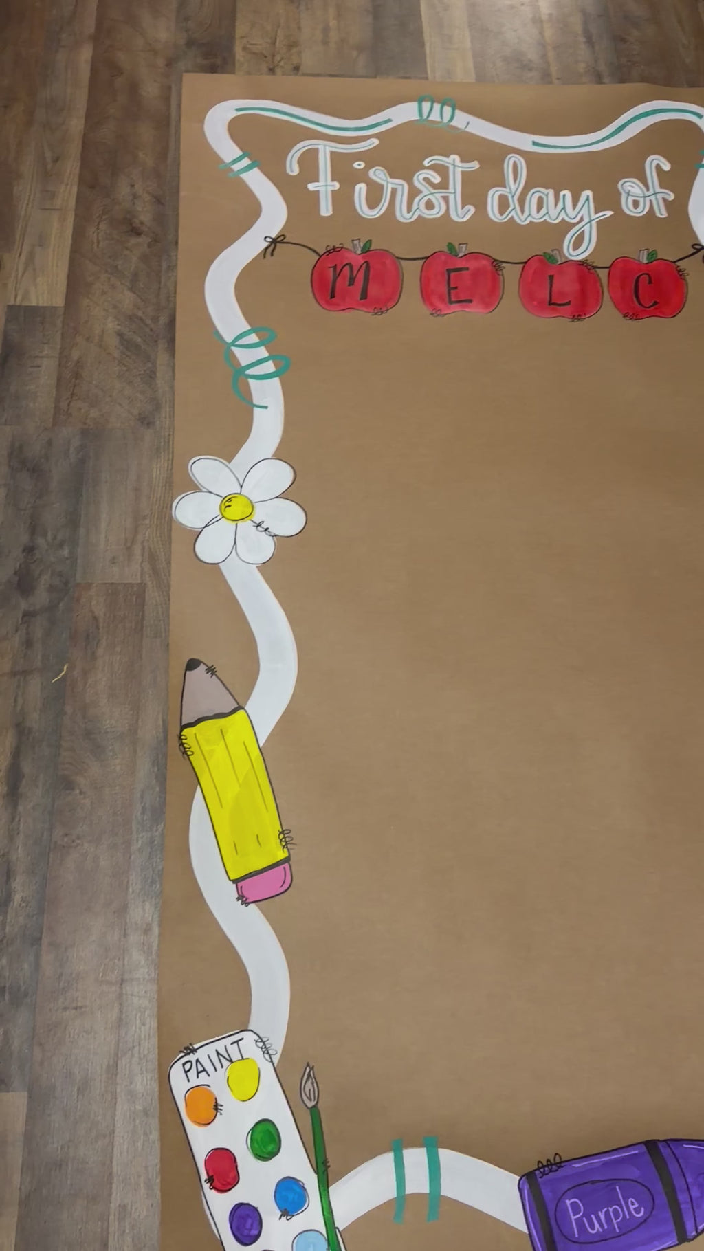 First day Banner, Hand Painted Banner , School class Banner. Teacher gift